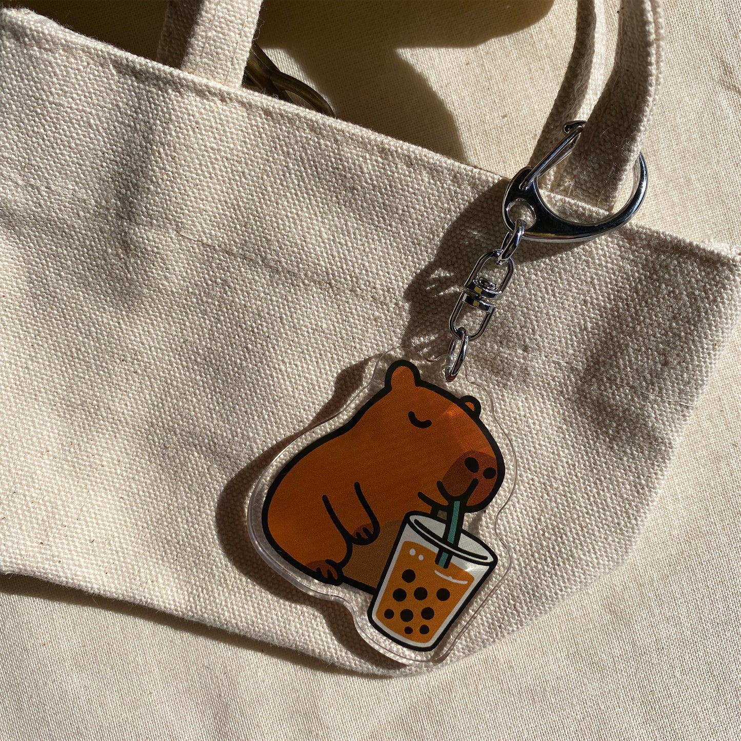 Capybara & Bubble Tea Keychain