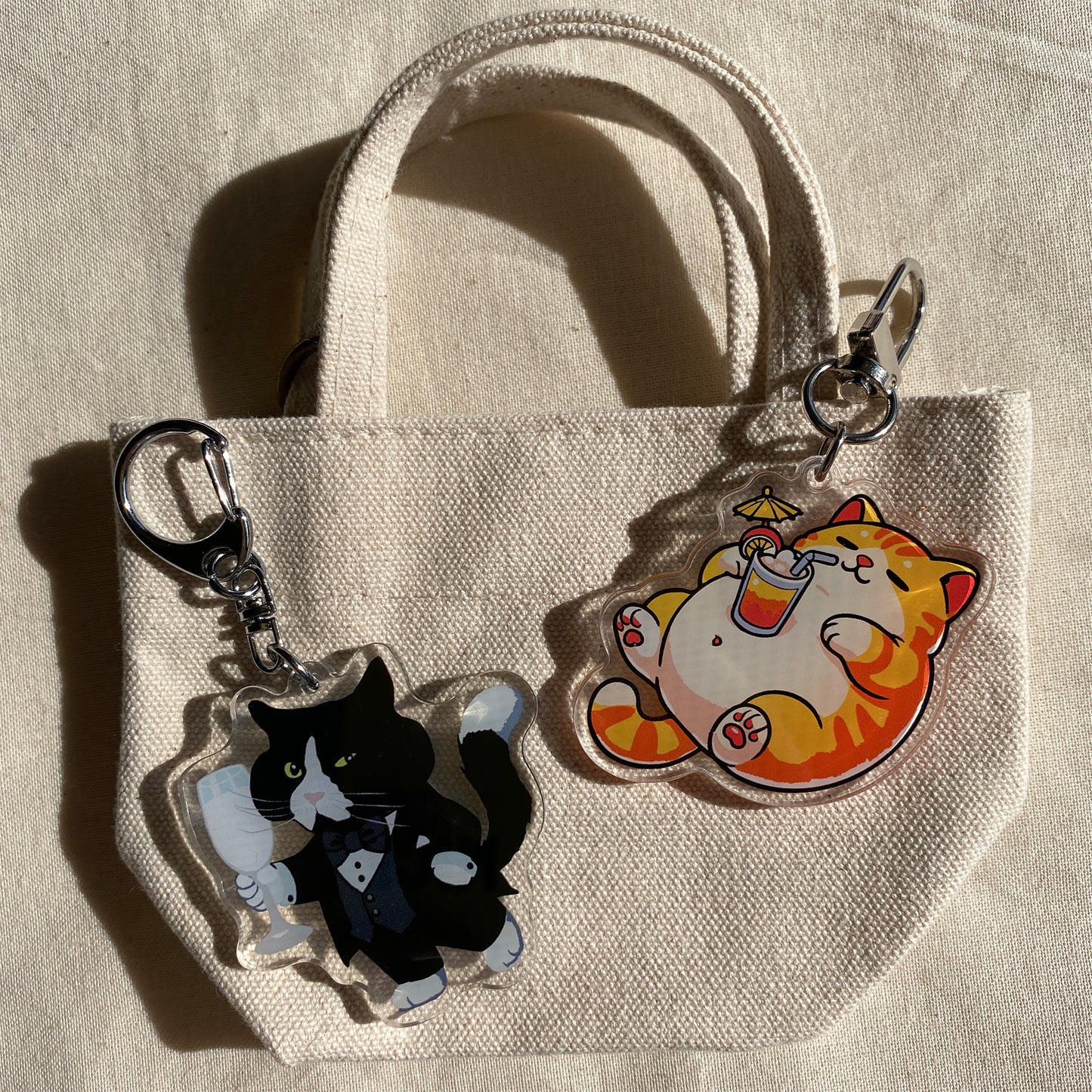 Tropical OJ Cat Keychain