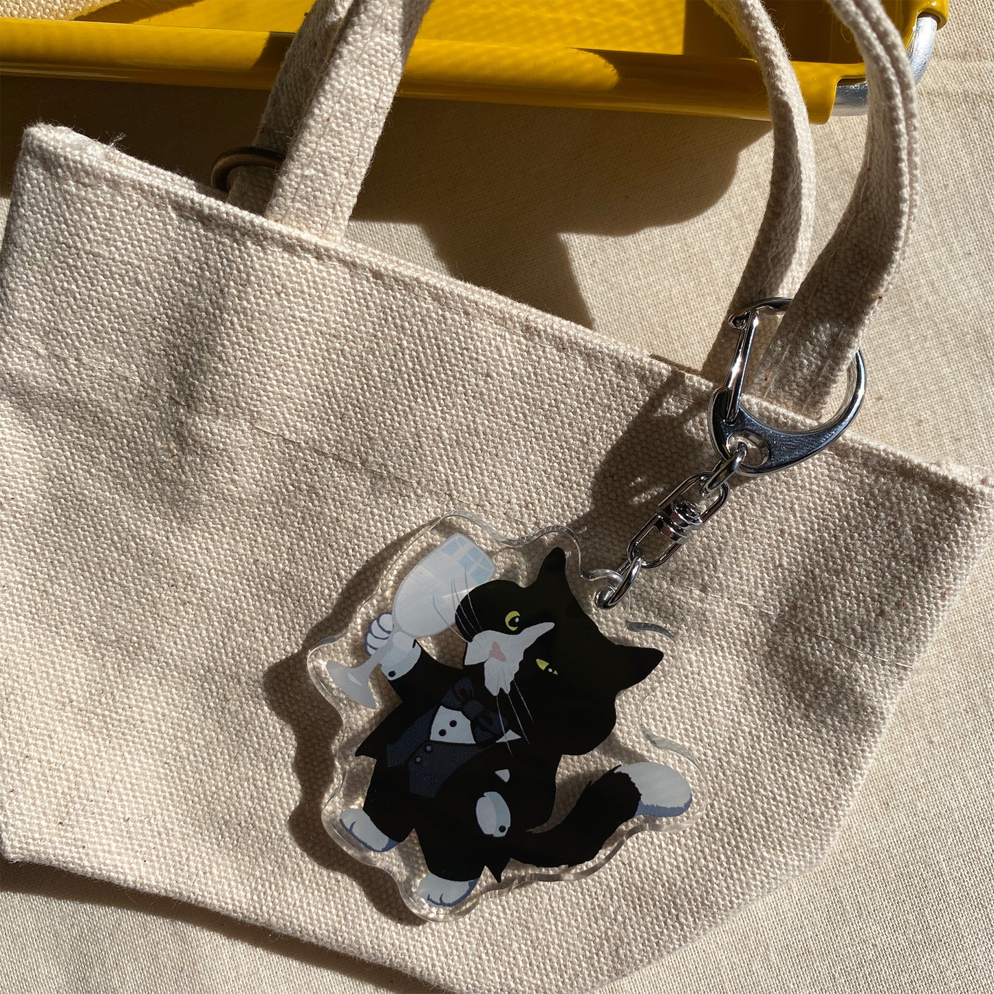 Tuxedo Cat & Milk Keychain
