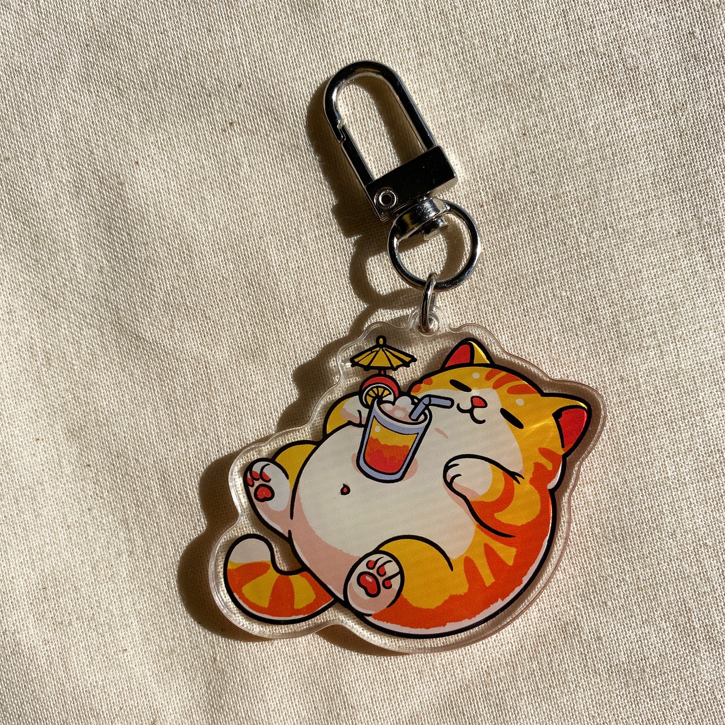 Tropical OJ Cat Keychain