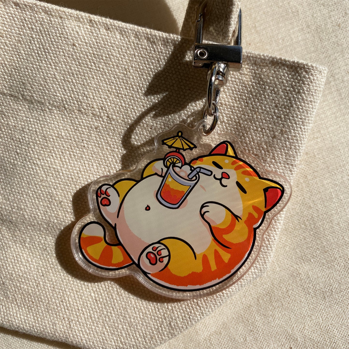 Tropical OJ Cat Keychain