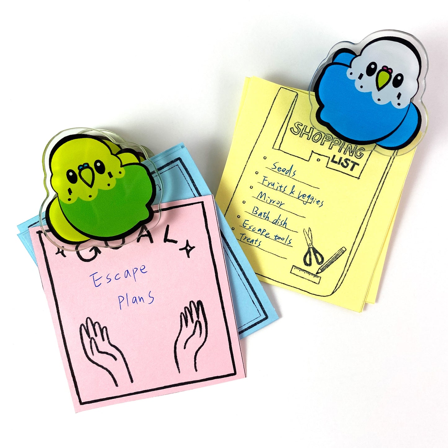 Budgerigar Acrylic Clips