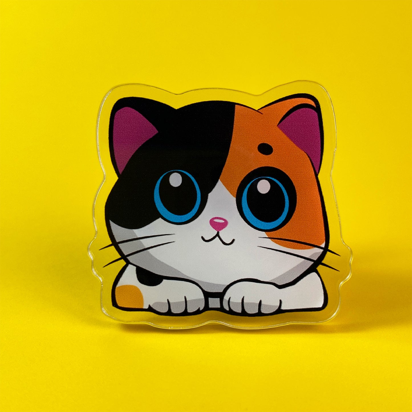 Big Eyes Cat Mobile Grip - Black/Orange/White