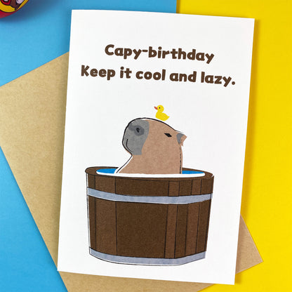 Capy-birthday! Keep It Cool and Lazy Greeting Card