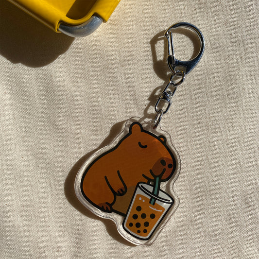 Capybara & Bubble Tea Keychain