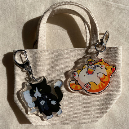 Tropical OJ Cat Keychain