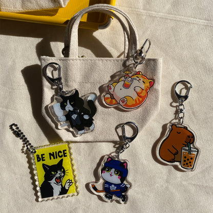 Capybara & Bubble Tea Keychain