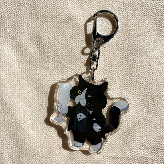Tuxedo Cat & Milk Keychain