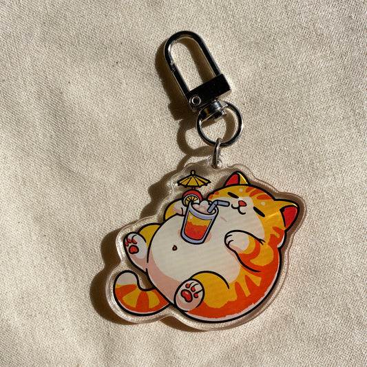 Tropical OJ Cat Keychain