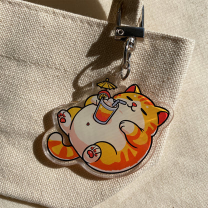 Tropical OJ Cat Keychain