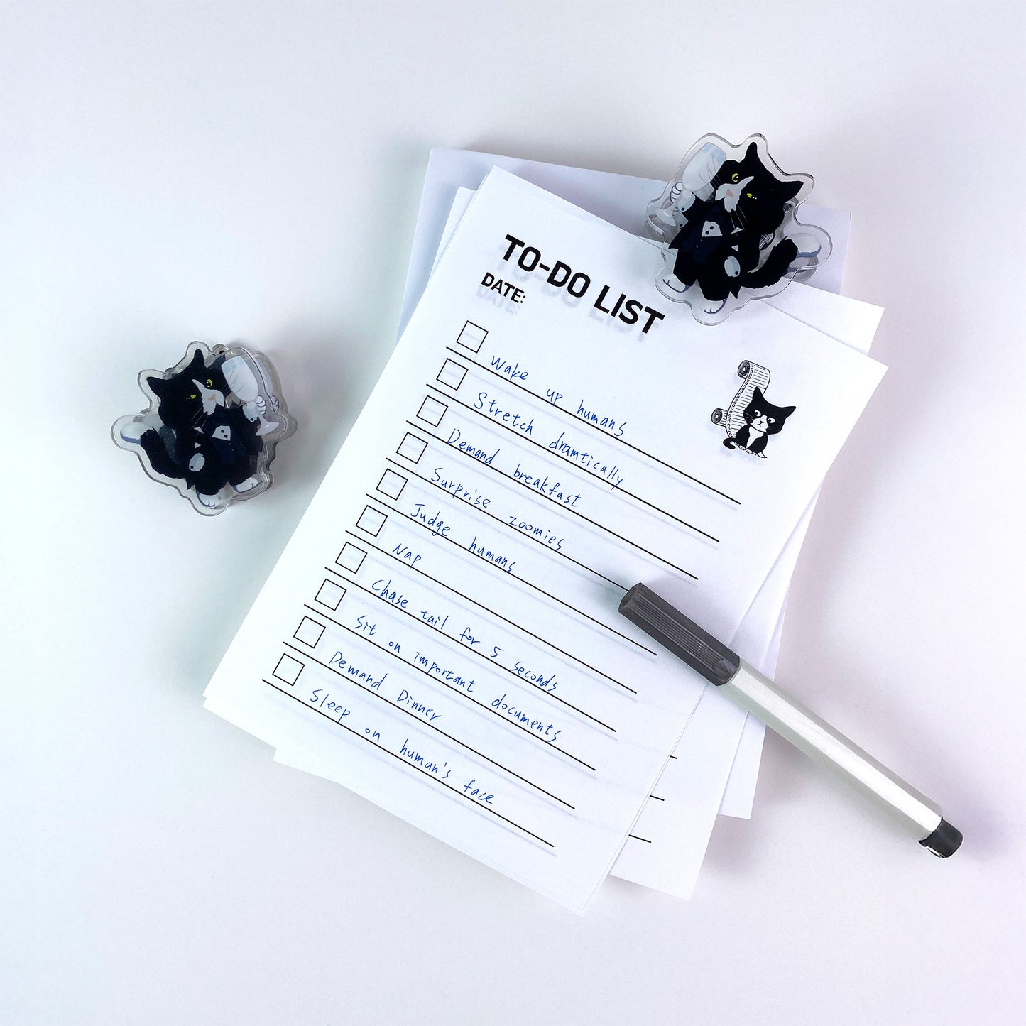 Tuxedo Cat Acrylic Clips
