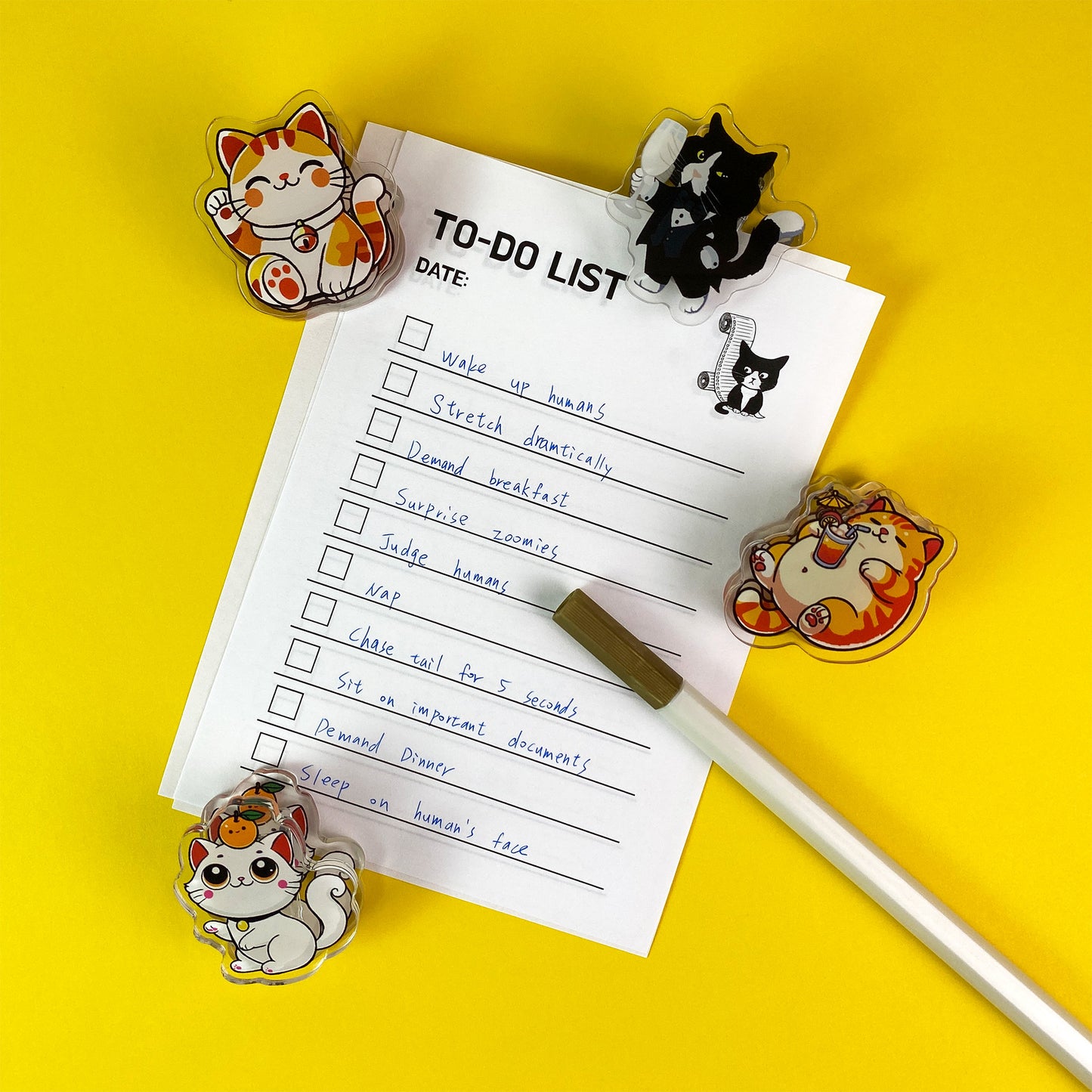 Tuxedo Cat Acrylic Clips