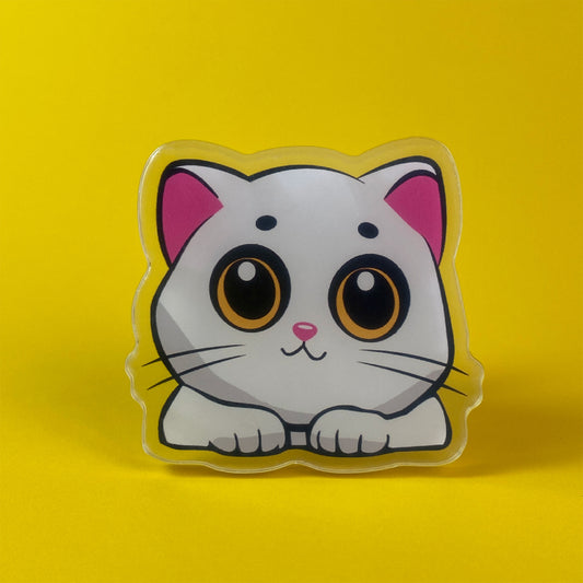 Big Eyes Cat Mobile Grip - White