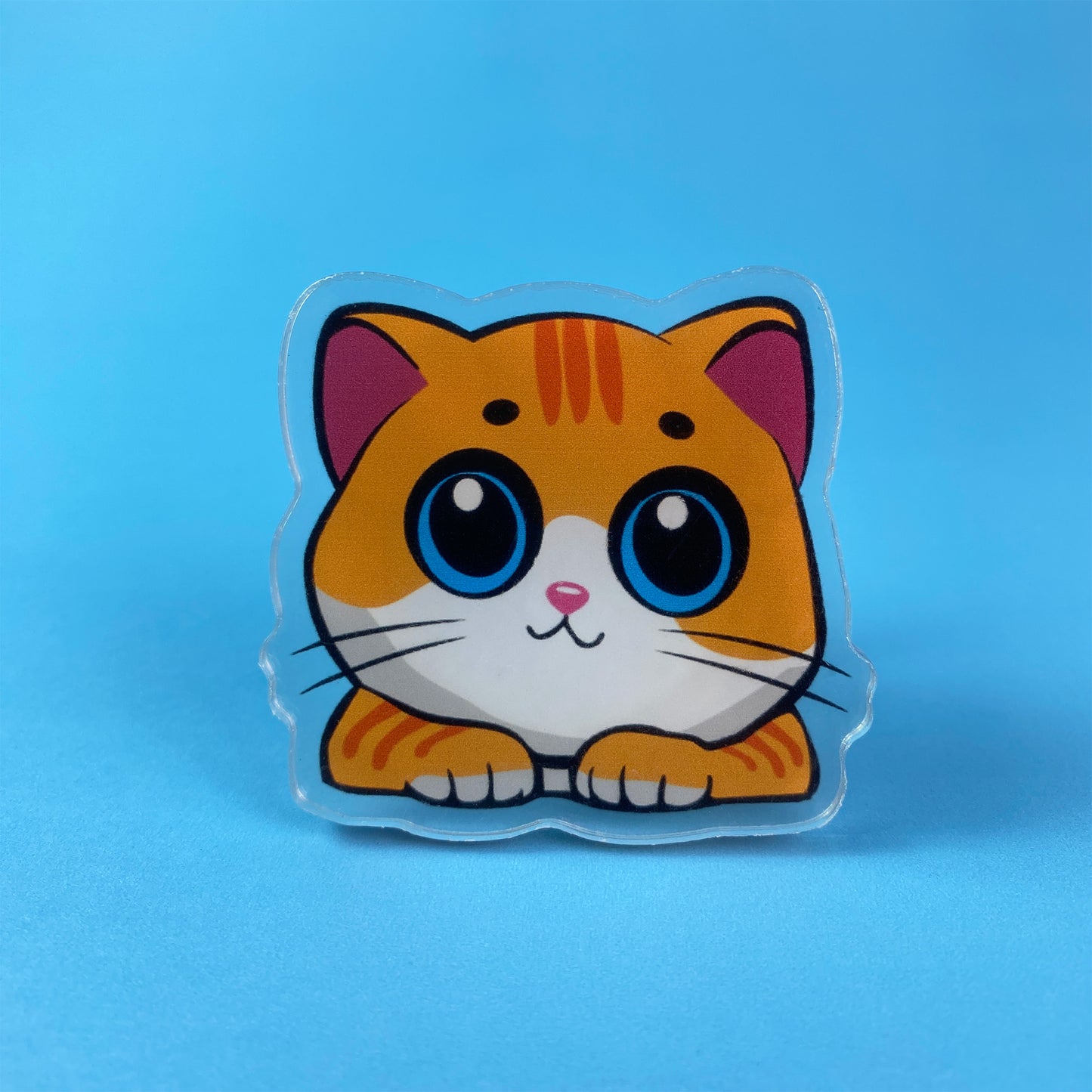 Big Eyes Cat Mobile Grip - Orange/White
